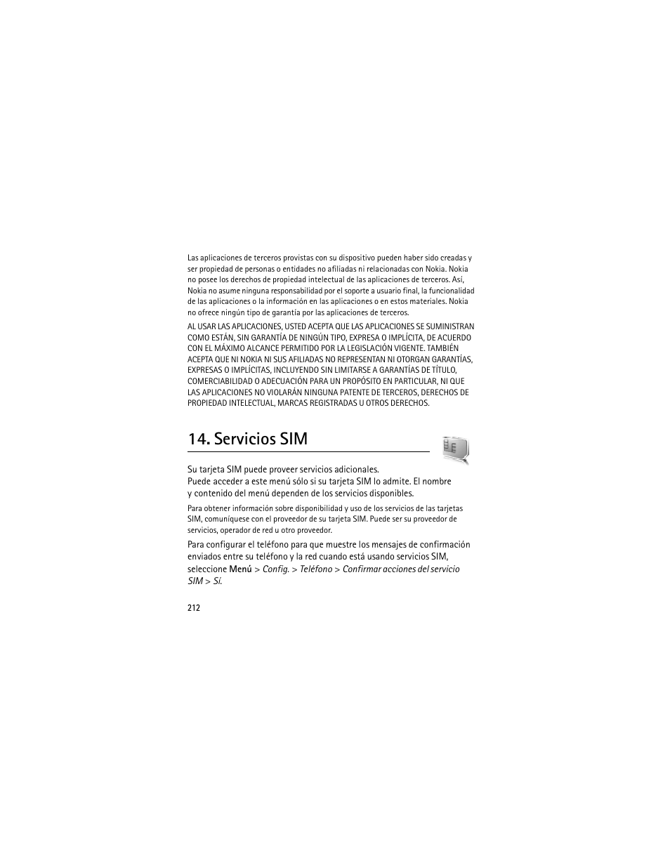 Servicios sim | Nokia 3555 User Manual | Page 213 / 241