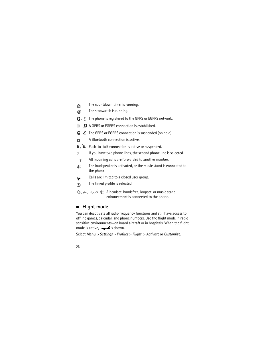Flight mode | Nokia 3555 User Manual | Page 27 / 241