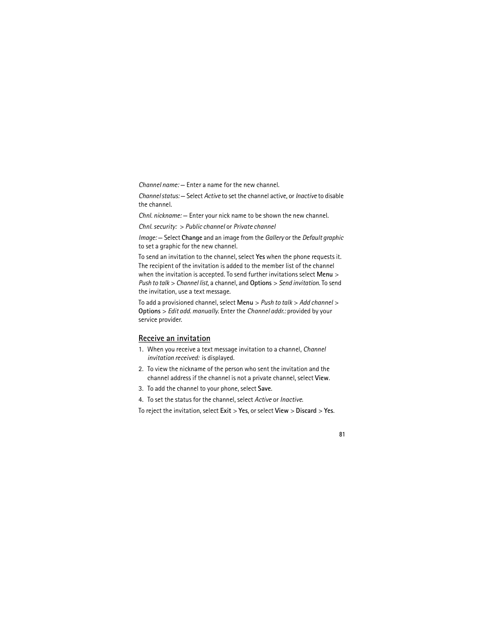 Receive an invitation | Nokia 3555 User Manual | Page 82 / 241