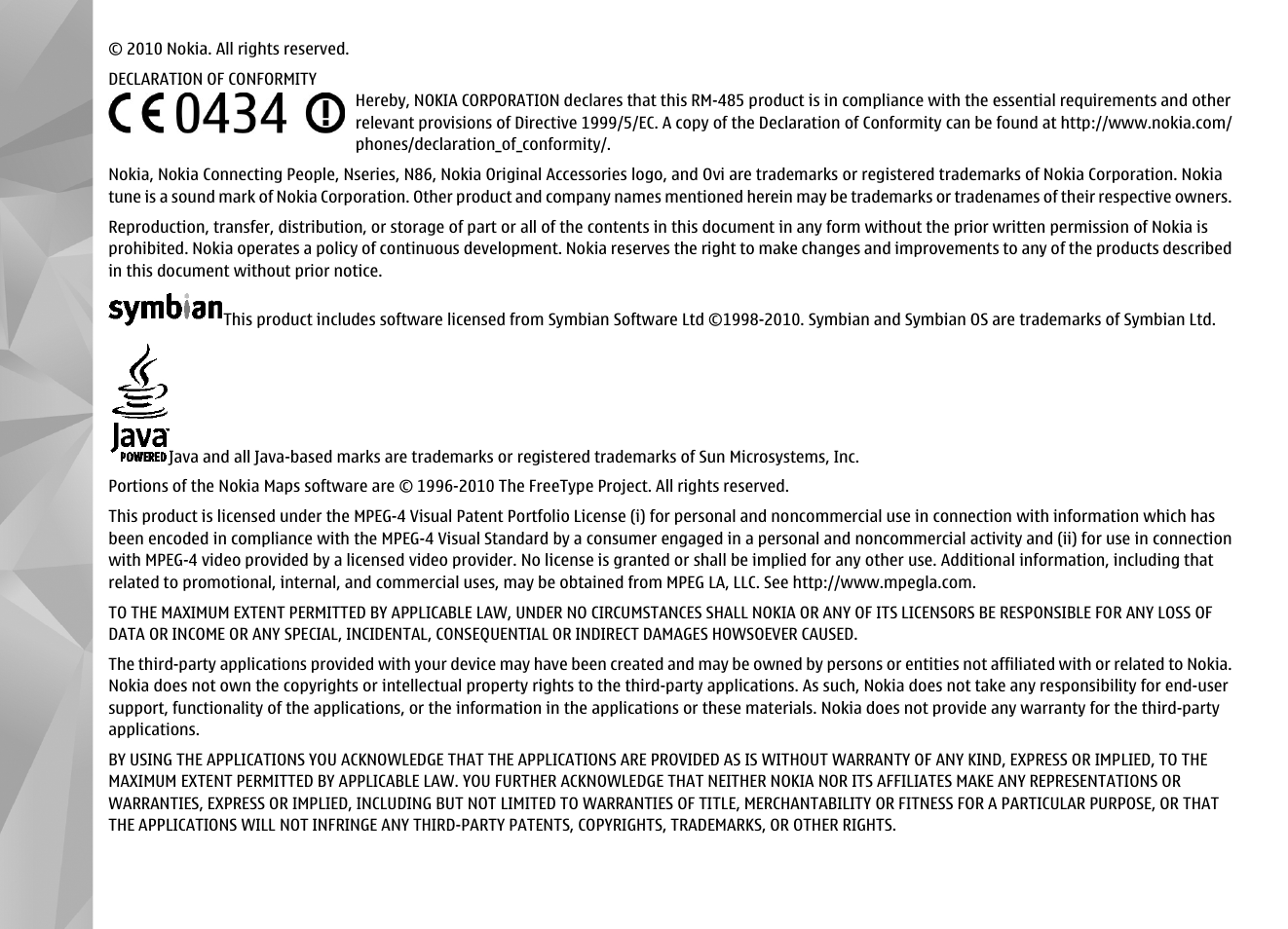 Nokia N86 8MP User Manual | Page 2 / 168
