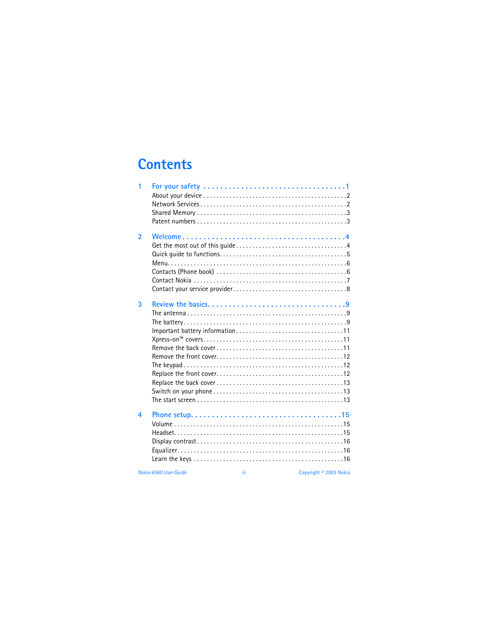 Nokia 6560 User Manual | Page 3 / 136
