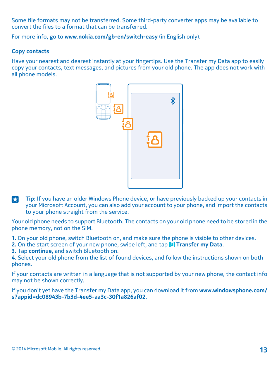 Copy contacts | Nokia Lumia 1020 User Manual | Page 13 / 116