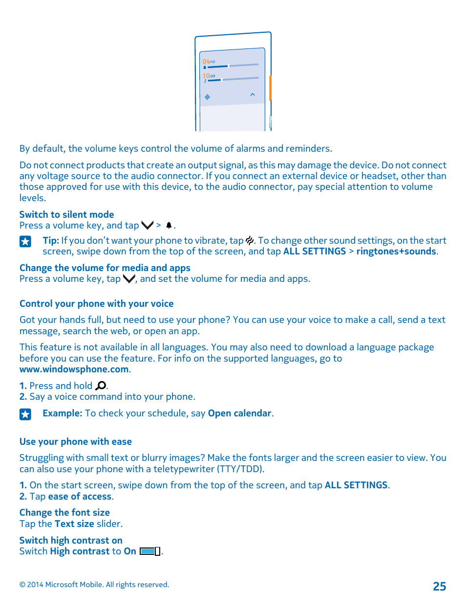 Control your phone with your voice, Use your phone with ease | Nokia Lumia 1020 User Manual | Page 25 / 116