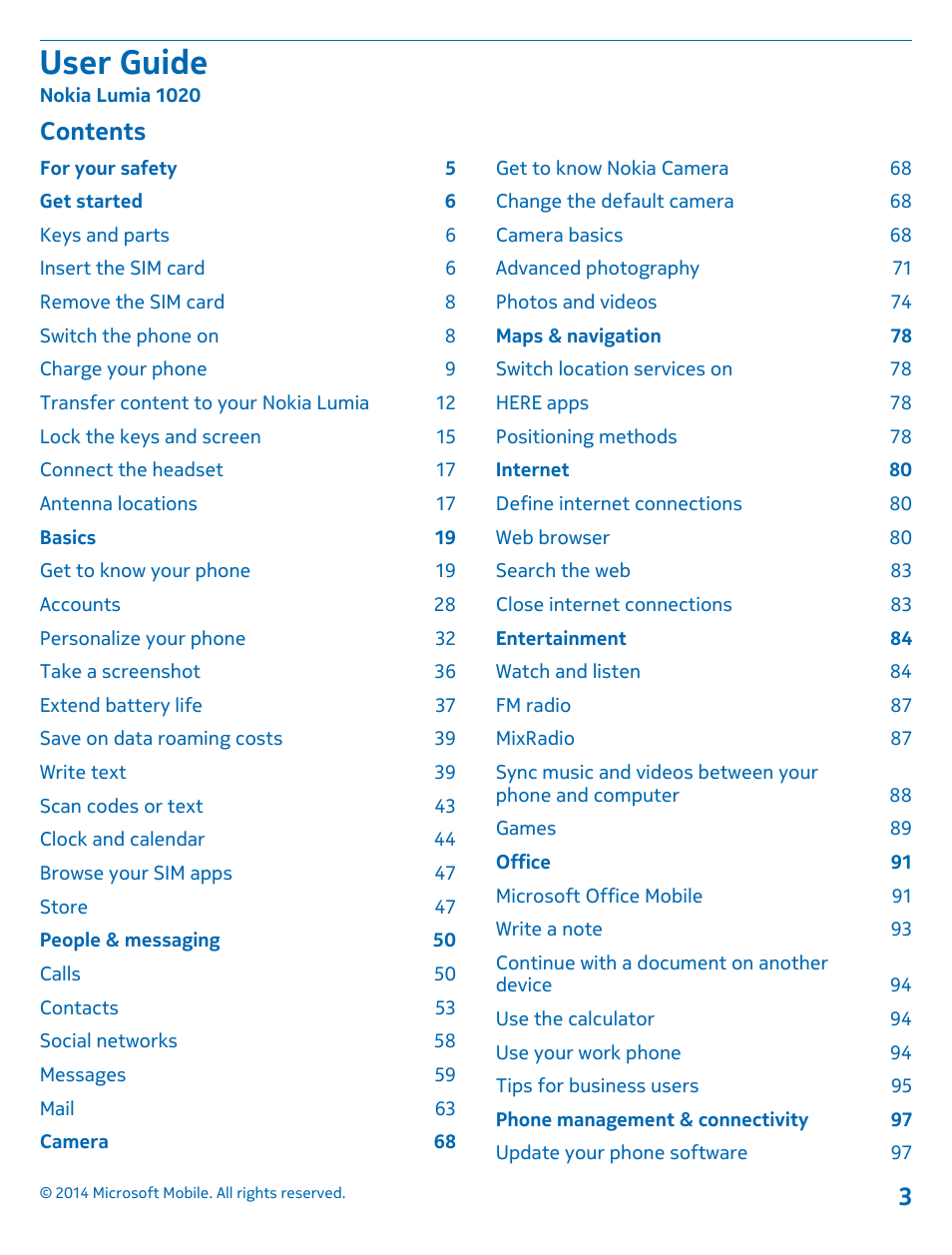 Nokia Lumia 1020 User Manual | Page 3 / 116