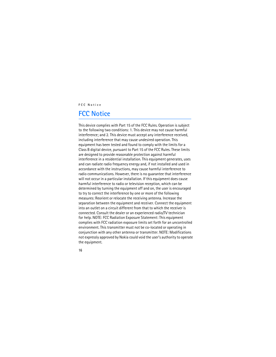 Fcc notice | Nokia BH-200 User Manual | Page 16 / 70