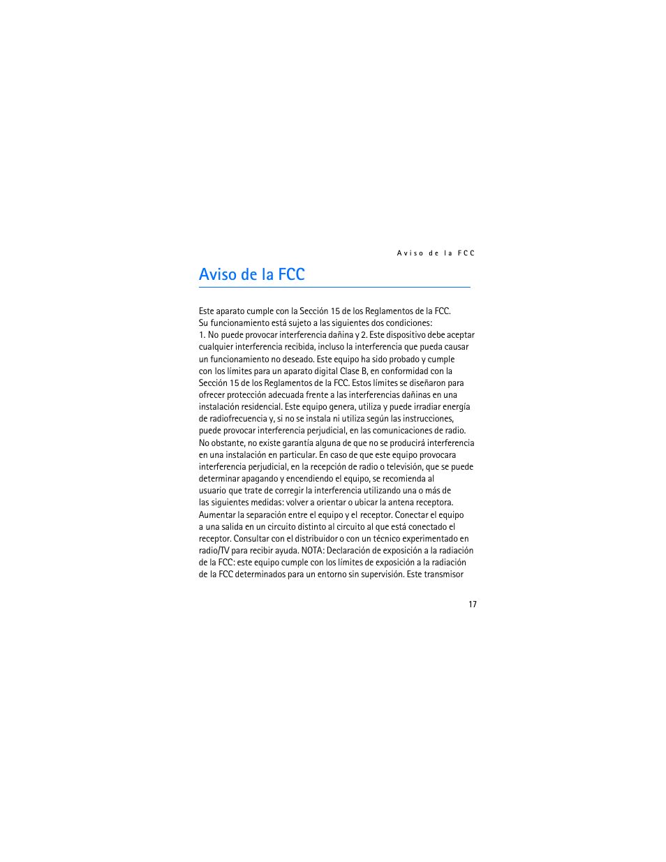 Aviso de la fcc | Nokia BH-200 User Manual | Page 33 / 70