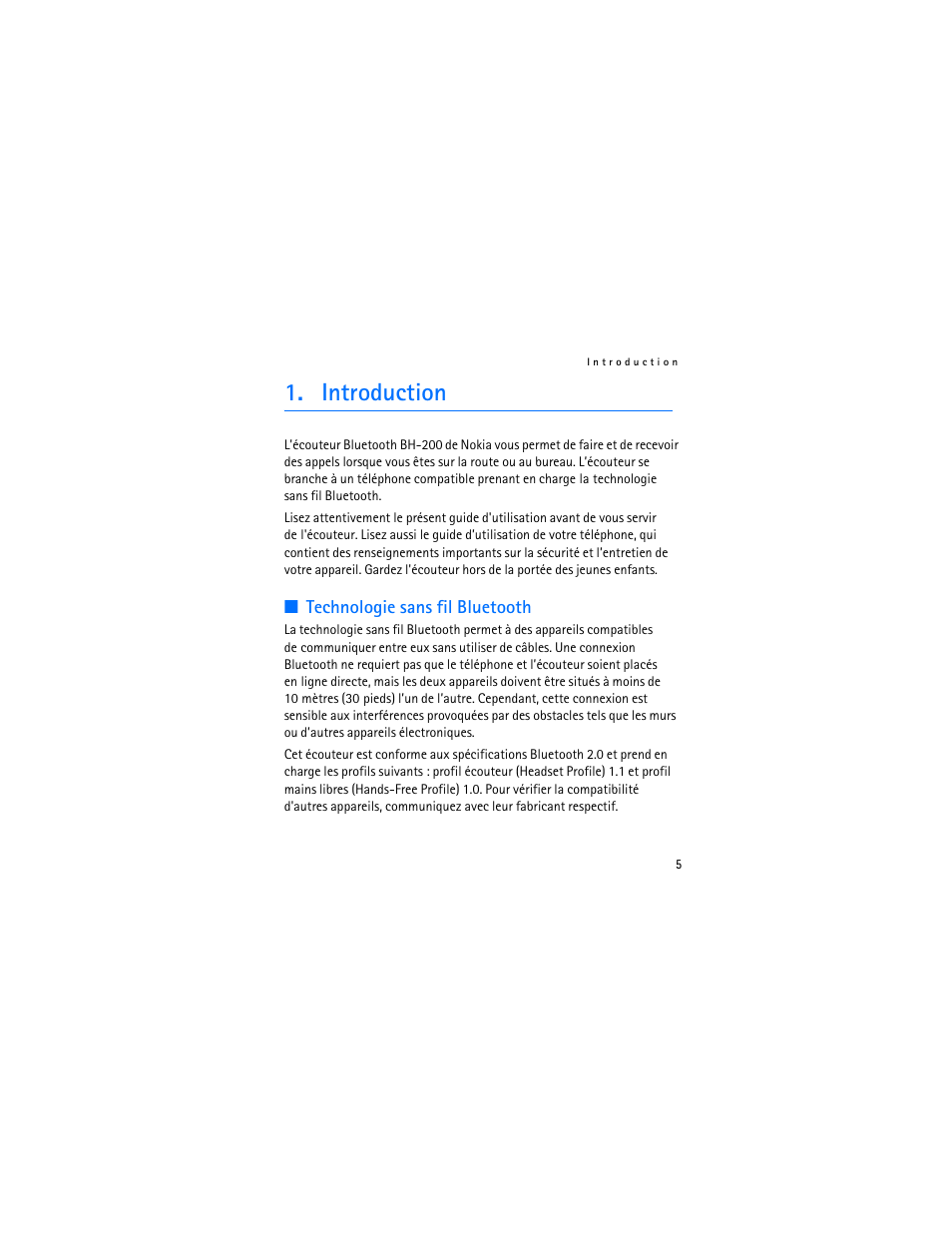 Introduction, Technologie sans fil bluetooth | Nokia BH-200 User Manual | Page 57 / 70