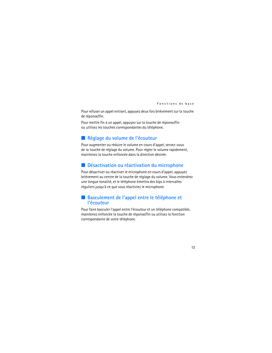 Réglage du volume de l'écouteur, Désactivation ou réactivation du microphone | Nokia BH-200 User Manual | Page 65 / 70