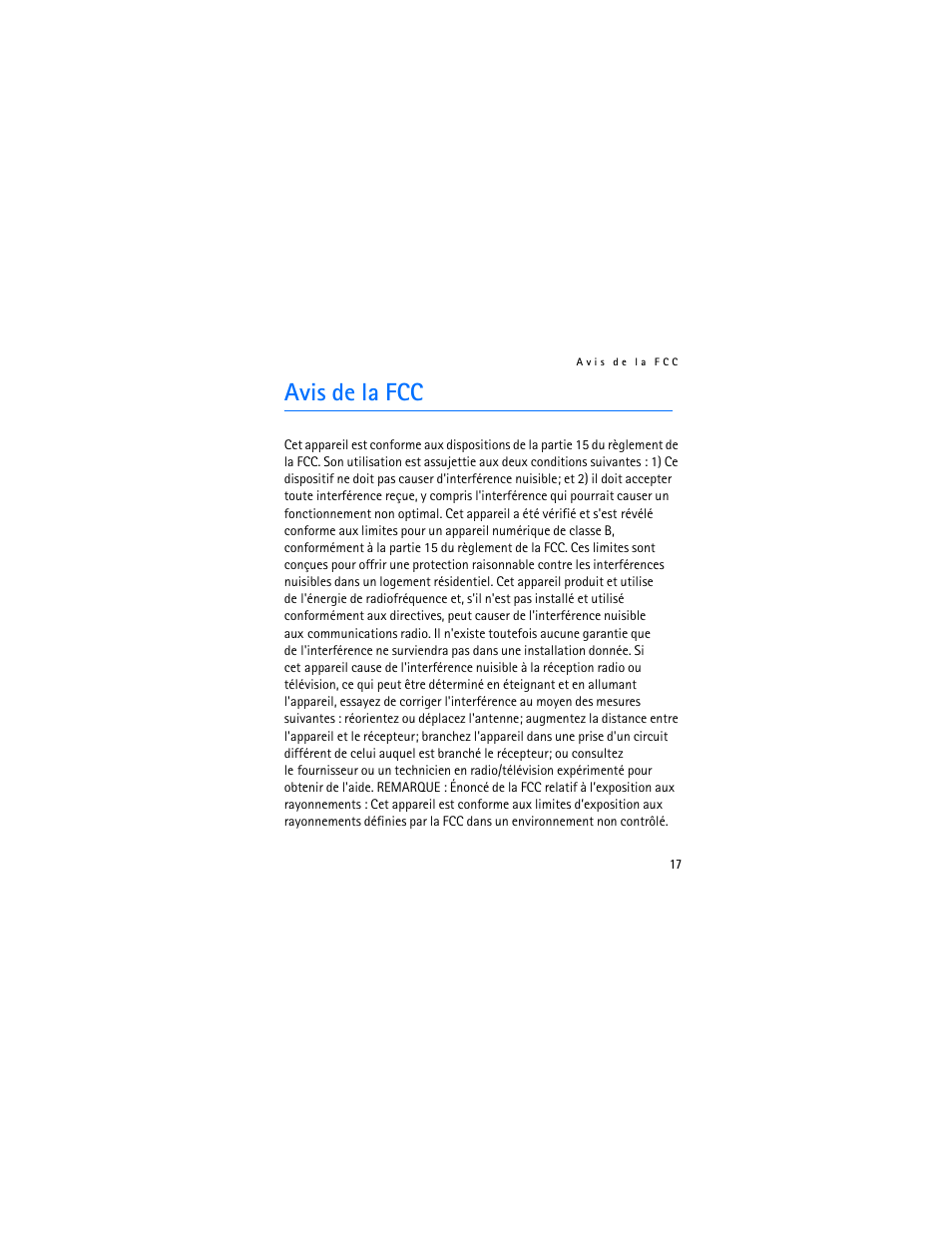 Avis de la fcc | Nokia BH-200 User Manual | Page 69 / 70