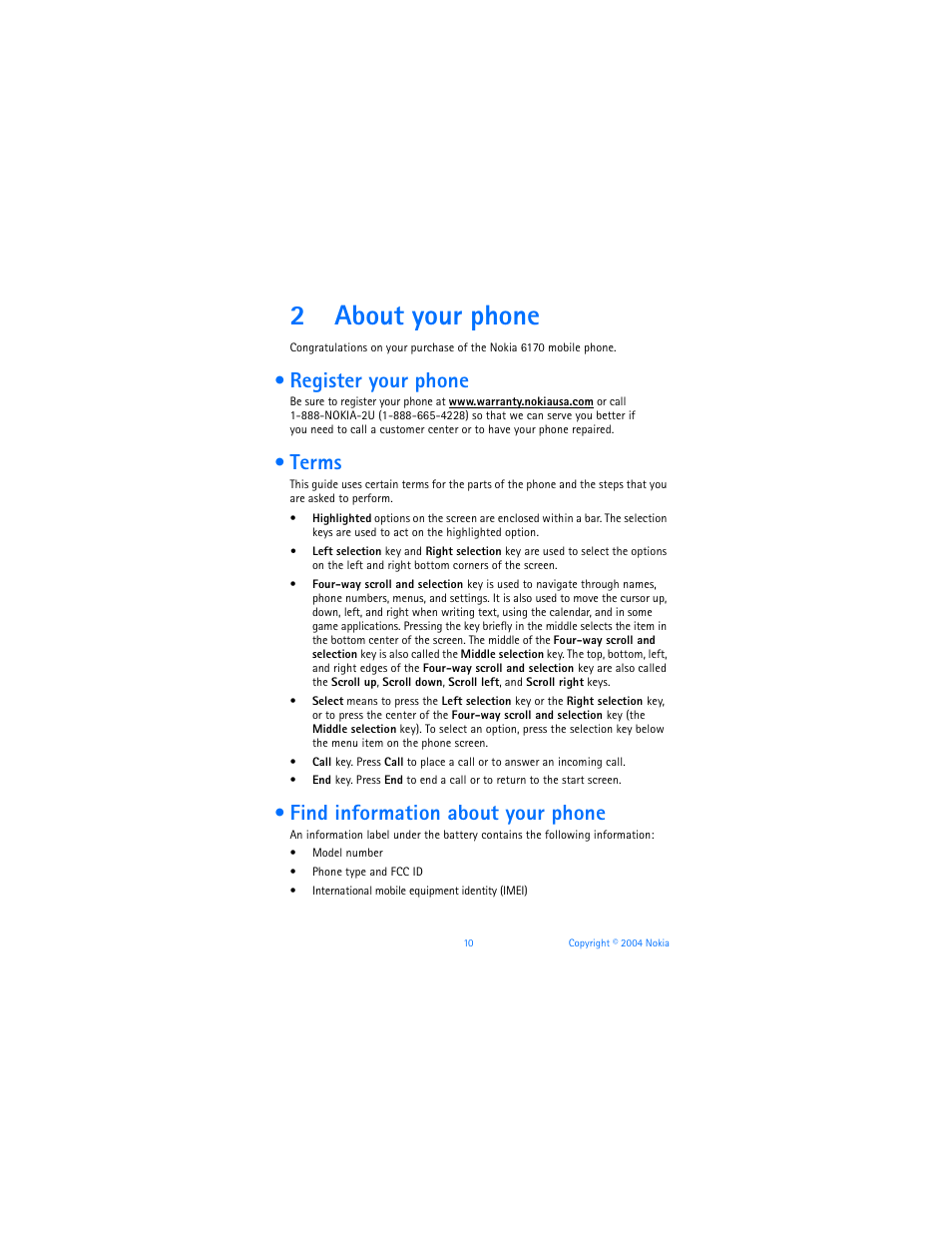 2 about your phone, Register your phone, Terms | Find information about your phone, About your phone, 2about your phone | Nokia 6170 User Manual | Page 11 / 209