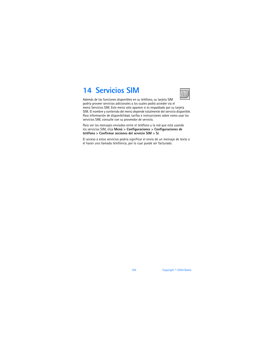 14 servicios sim, Servicios sim | Nokia 6170 User Manual | Page 195 / 209