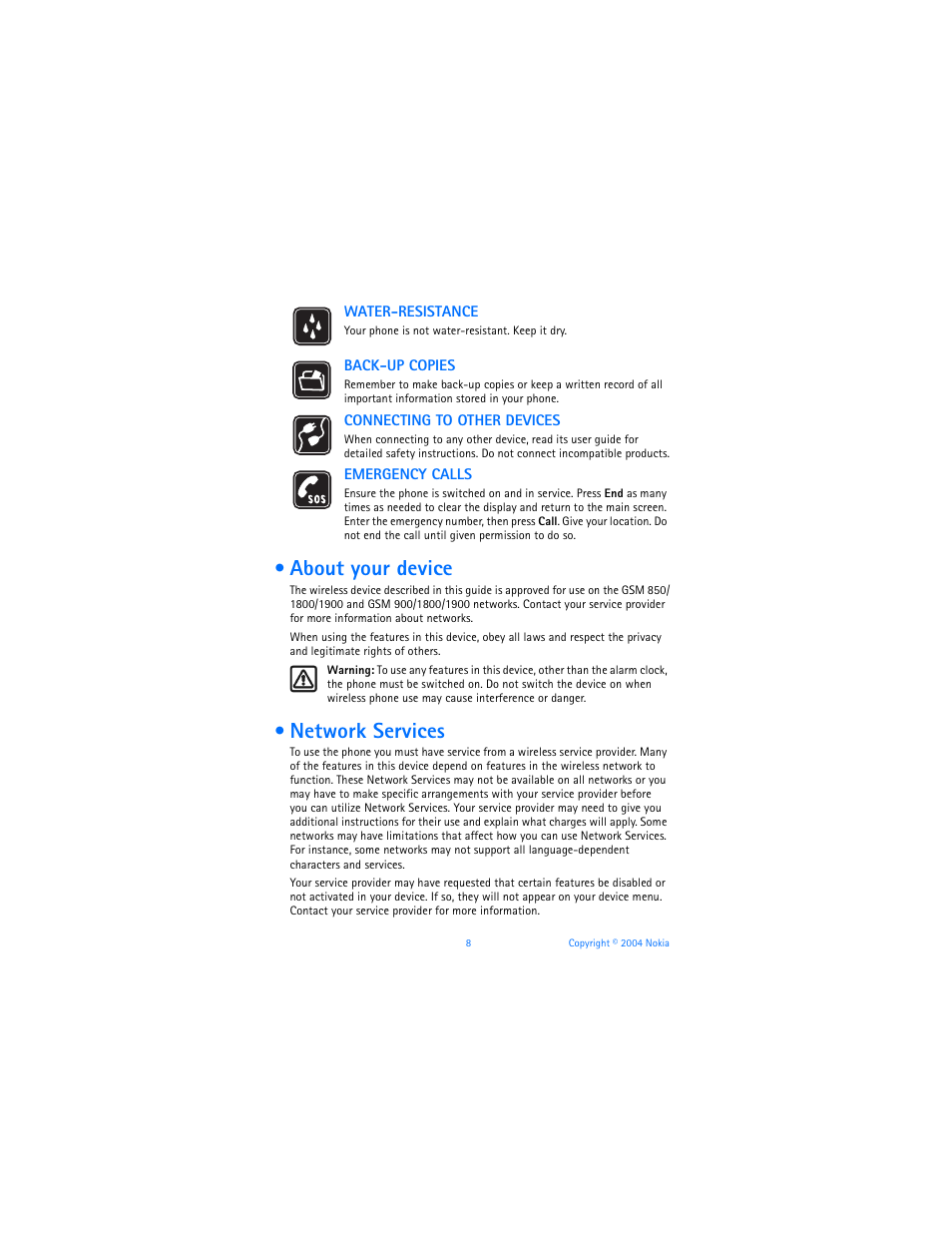 About your device, Network services, About your device network services | Nokia 6170 User Manual | Page 9 / 209