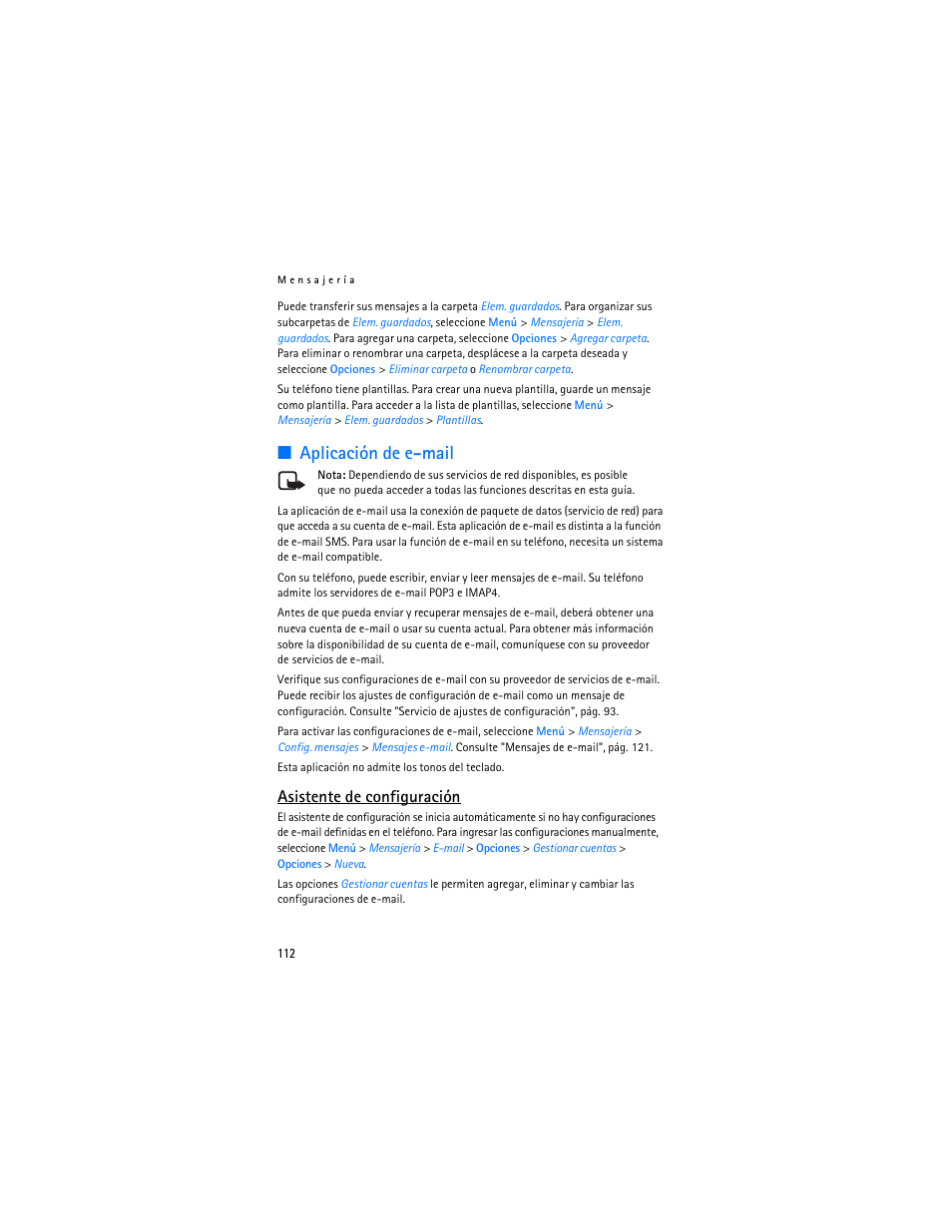 Aplicación de e-mail, Asistente de configuración | Nokia 7373 User Manual | Page 113 / 177