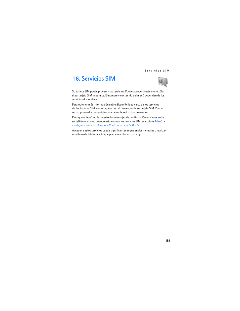 Servicios sim | Nokia 7373 User Manual | Page 160 / 177