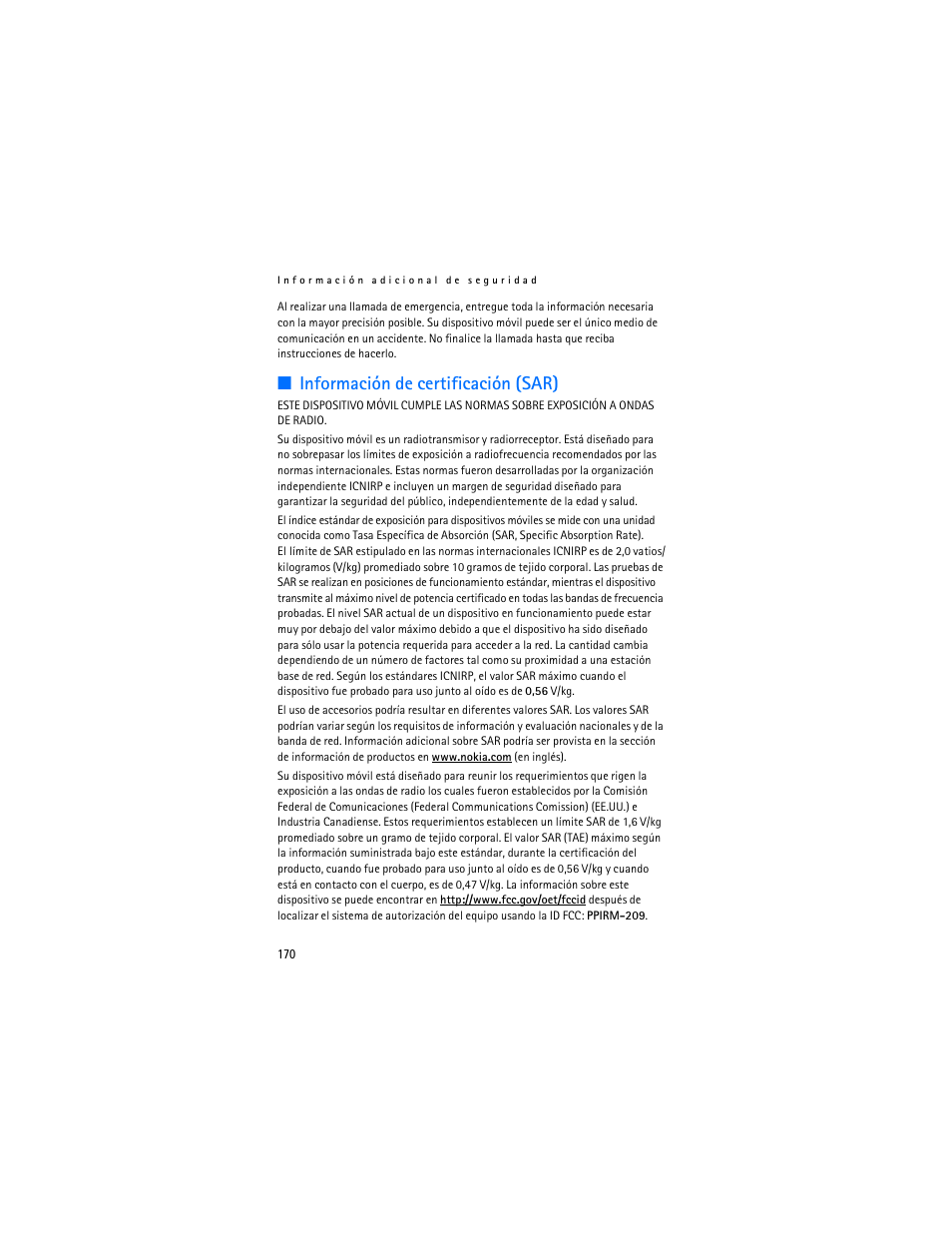 Información de certificación (sar) | Nokia 7373 User Manual | Page 171 / 177