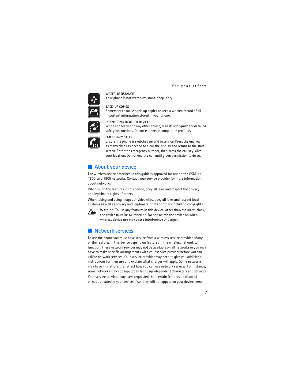 About your device, Network services | Nokia 7373 User Manual | Page 8 / 177