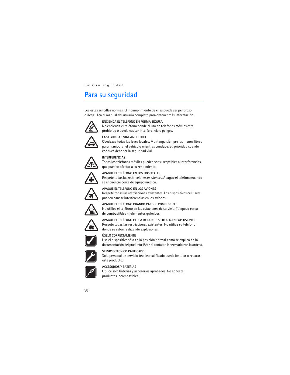 Para su seguridad | Nokia 7373 User Manual | Page 91 / 177