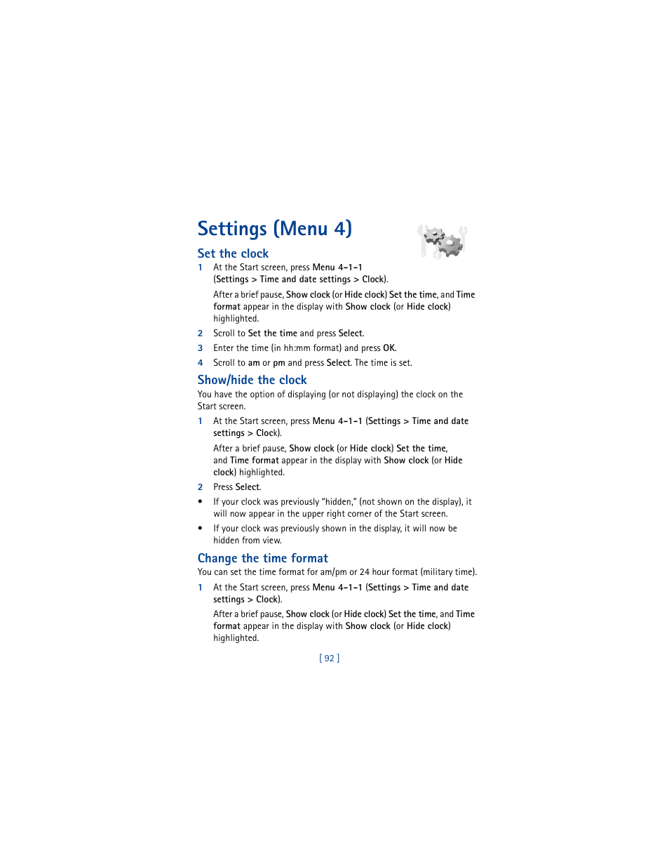 Settings (menu 4) | Nokia 6100 User Manual | Page 101 / 193