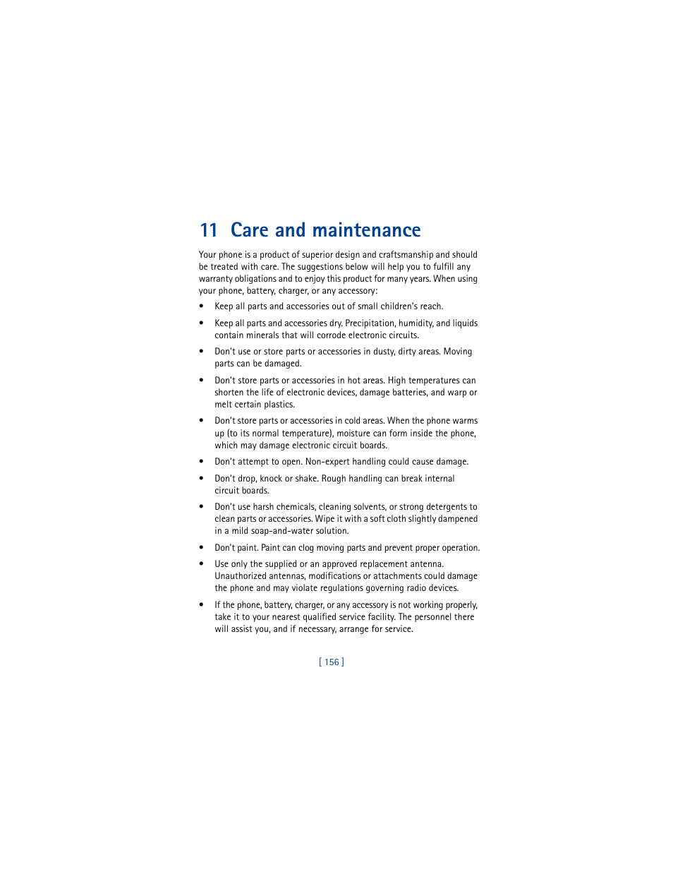 11 care and maintenance | Nokia 6100 User Manual | Page 165 / 193