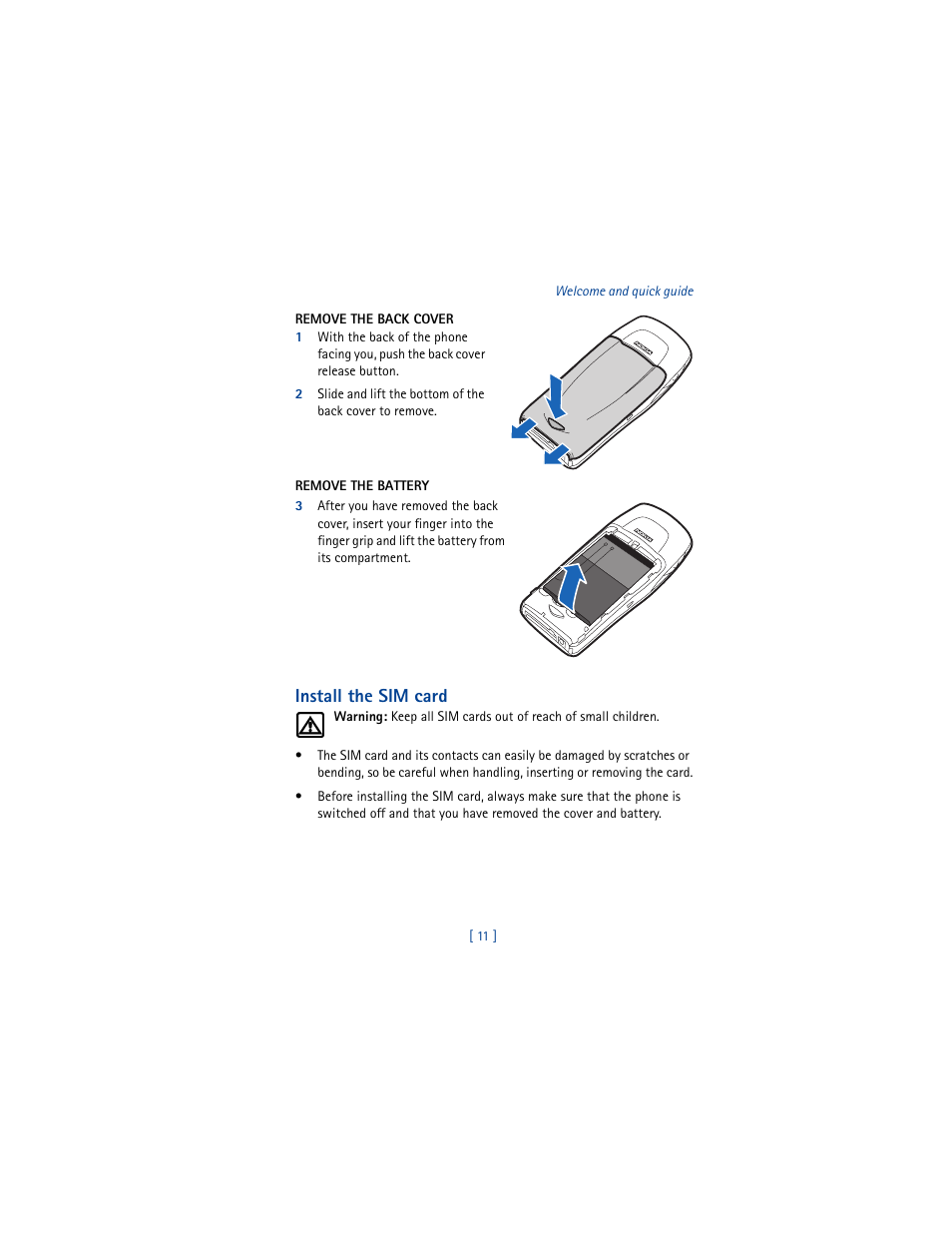 Install the sim card | Nokia 6100 User Manual | Page 20 / 193