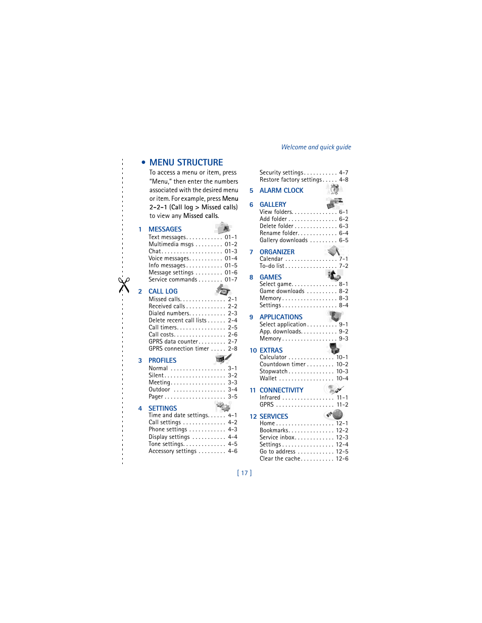 Menu structure | Nokia 6100 User Manual | Page 26 / 193