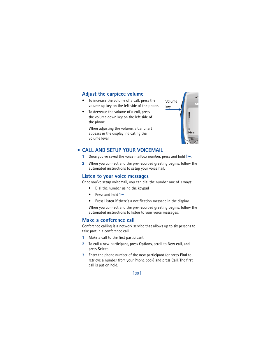 Call and setup your voicemail | Nokia 6100 User Manual | Page 39 / 193