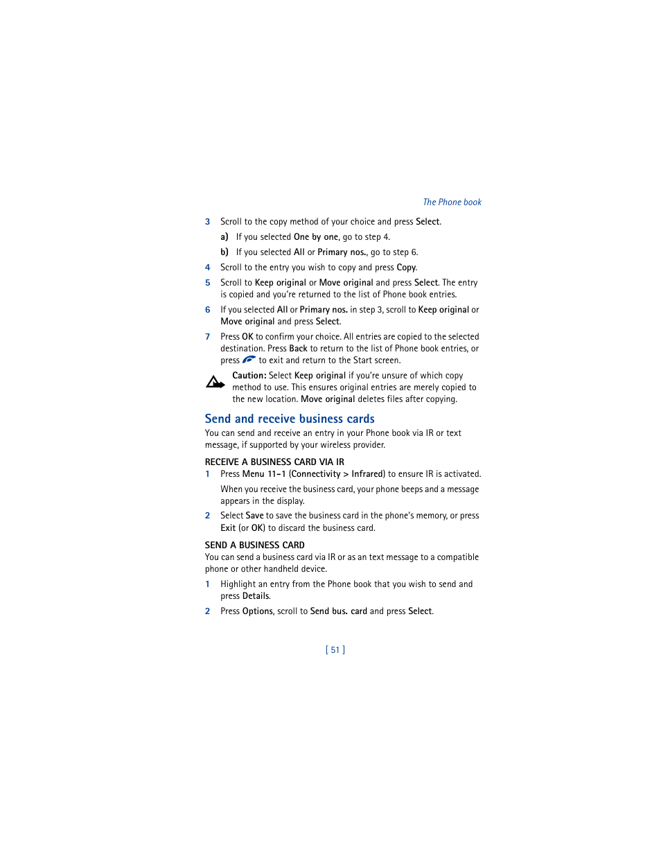 Send and receive business cards | Nokia 6100 User Manual | Page 60 / 193