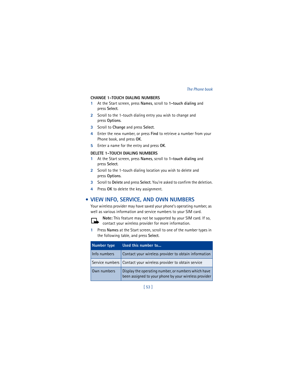 View info, service, and own numbers | Nokia 6100 User Manual | Page 62 / 193