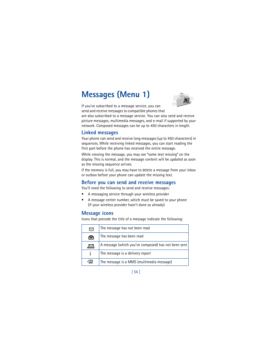 Messages (menu 1) | Nokia 6100 User Manual | Page 65 / 193