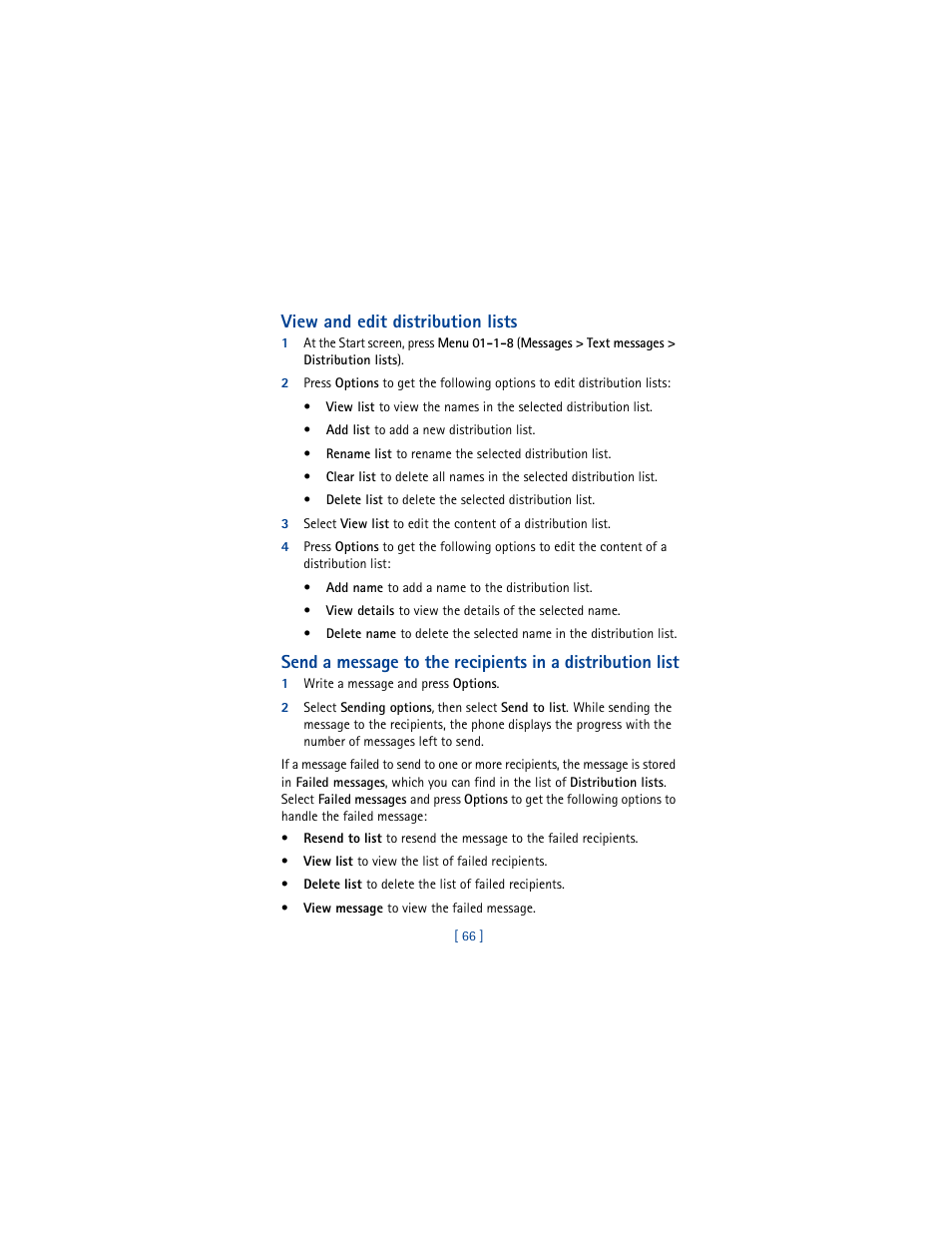 View and edit distribution lists | Nokia 6100 User Manual | Page 75 / 193
