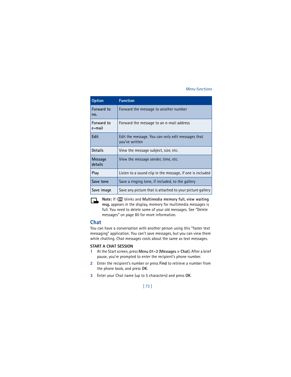 Chat | Nokia 6100 User Manual | Page 82 / 193