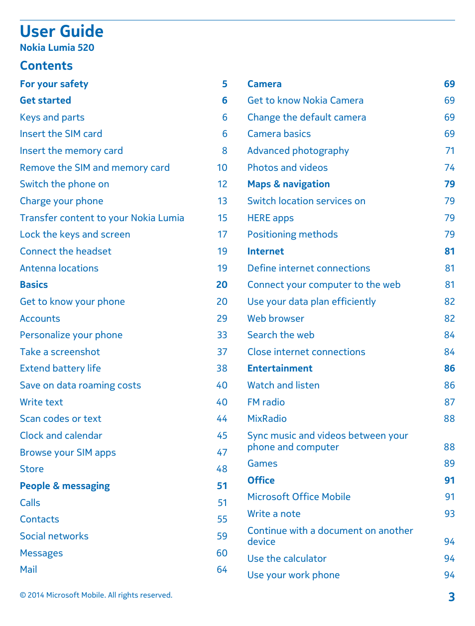 Nokia Lumia 520 User Manual | Page 3 / 113