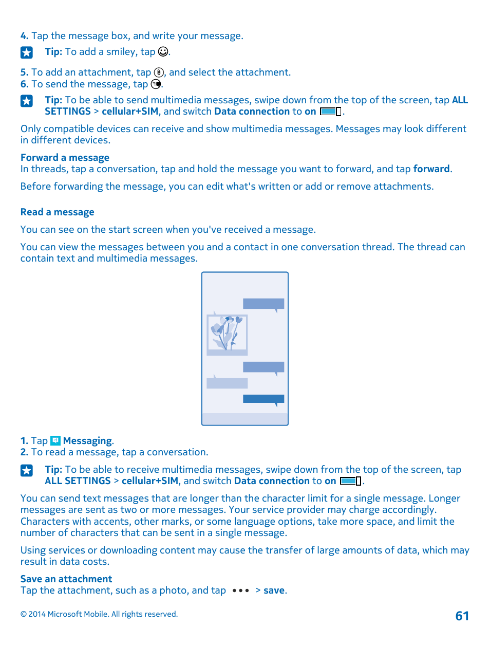 Read a message | Nokia Lumia 520 User Manual | Page 61 / 113