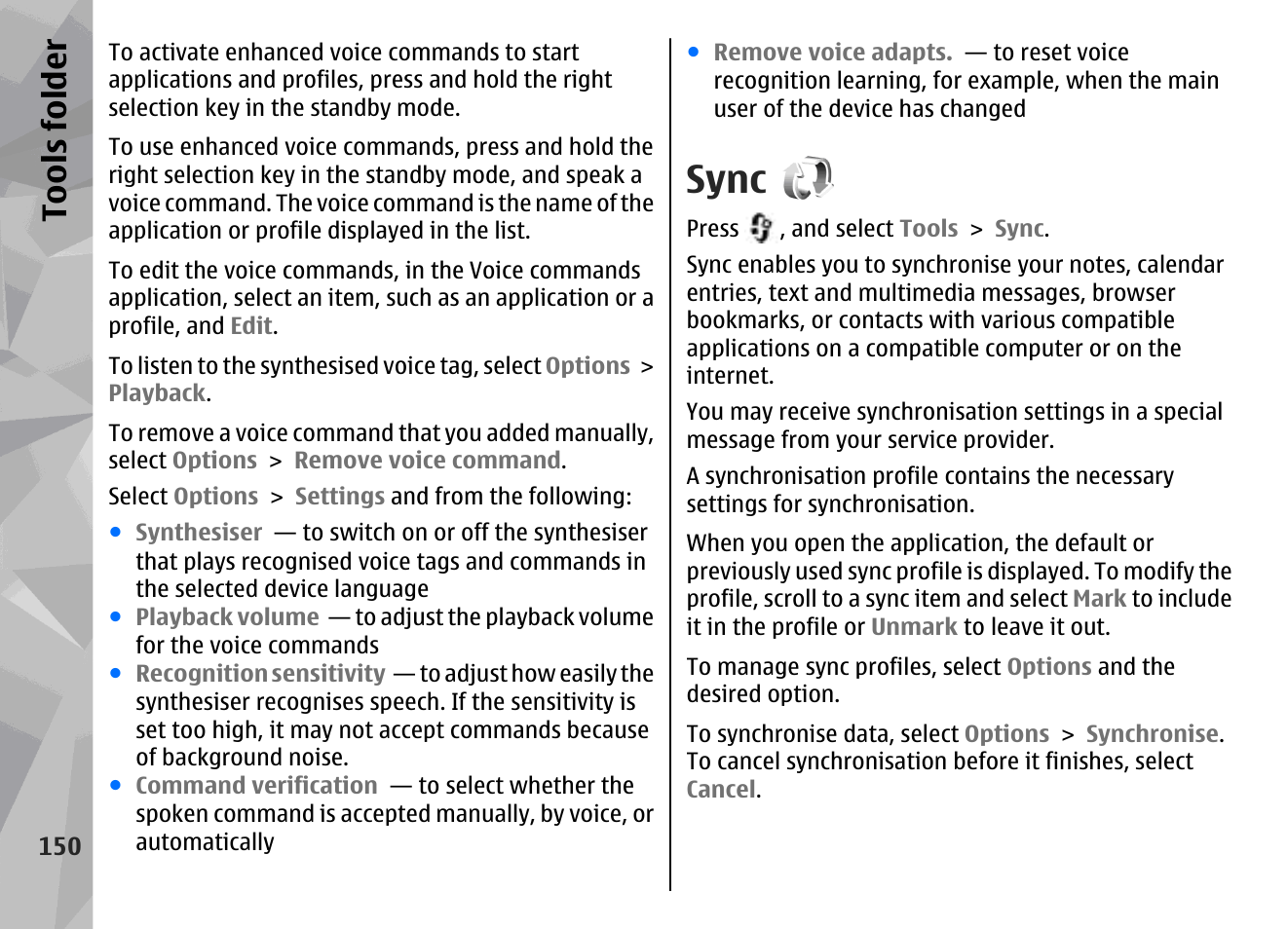 Sync | Nokia N79 User Manual | Page 150 / 398