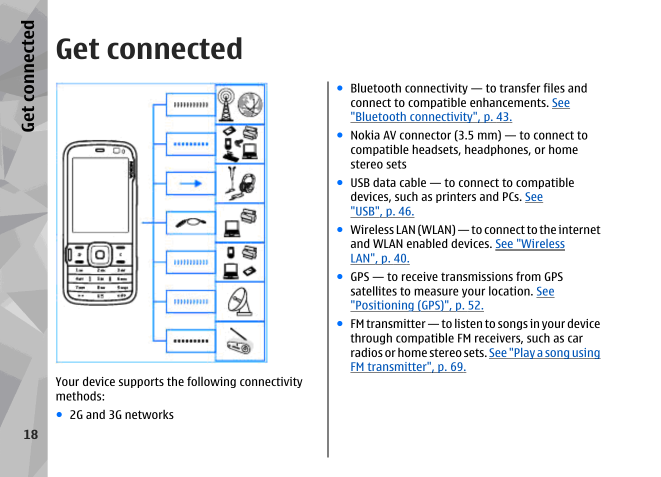 Get connected | Nokia N79 User Manual | Page 18 / 398