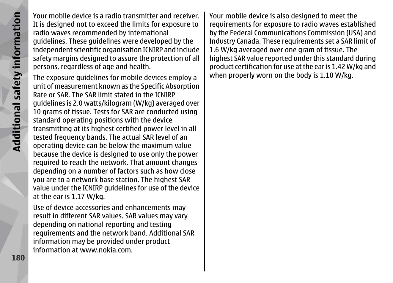 Additional safety information | Nokia N79 User Manual | Page 180 / 398