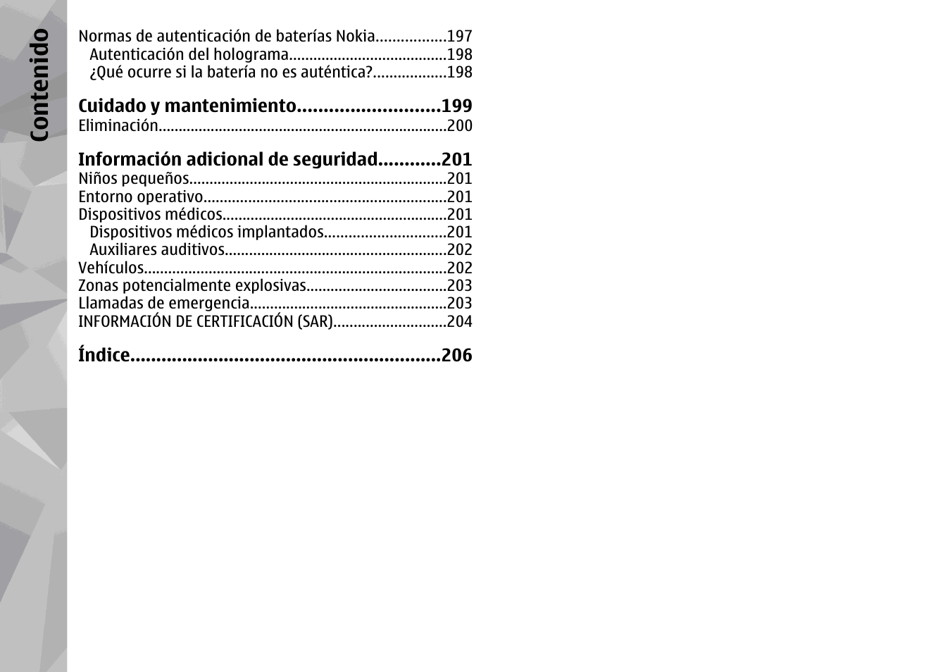 Co nte nido | Nokia N79 User Manual | Page 196 / 398