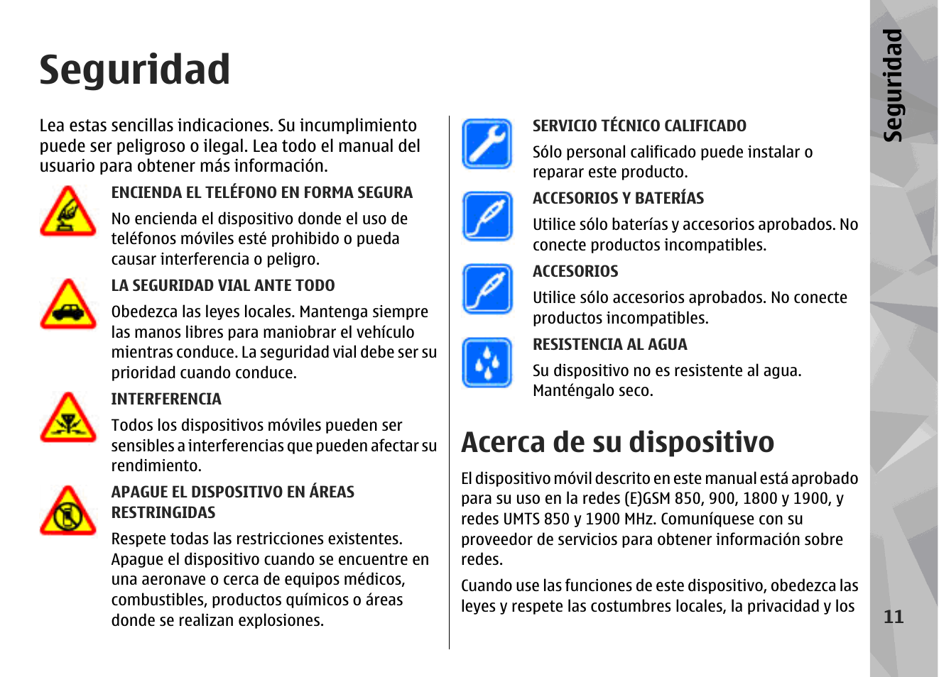 Seguridad, Acerca de su dispositivo, Se gu ridad | Nokia N79 User Manual | Page 197 / 398