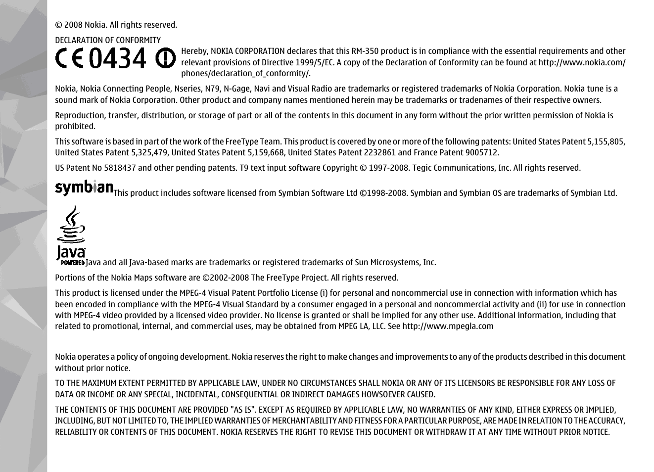 Nokia N79 User Manual | Page 2 / 398