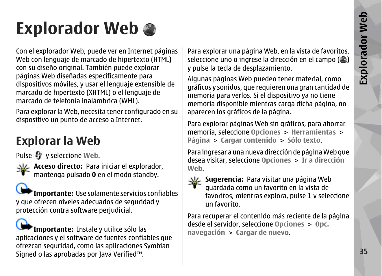 Explorador web, Explorar la web, Expl orad or we b | Nokia N79 User Manual | Page 221 / 398