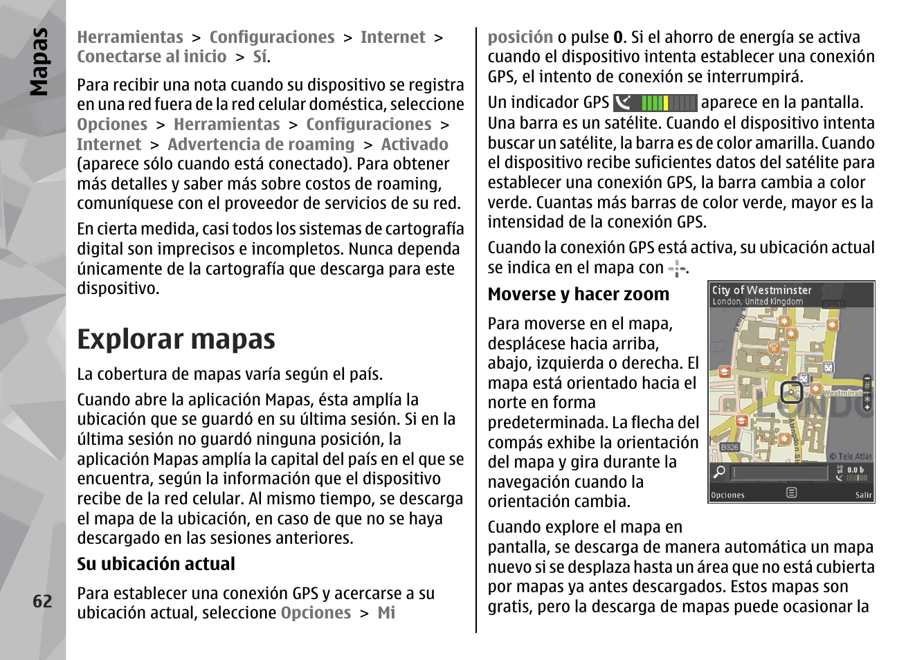 Explorar mapas, Mapas | Nokia N79 User Manual | Page 248 / 398