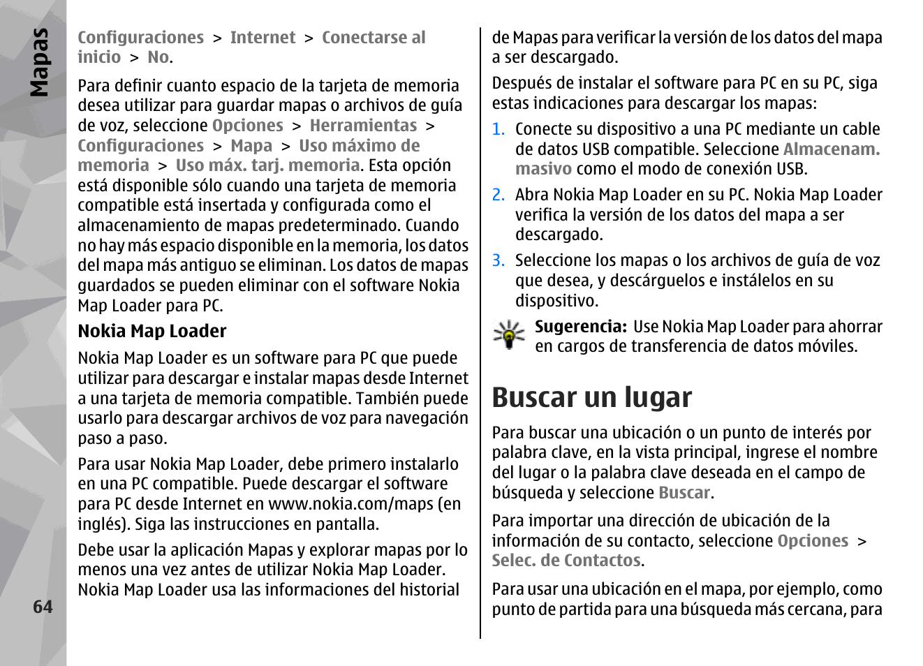 Buscar un lugar, Mapas | Nokia N79 User Manual | Page 250 / 398