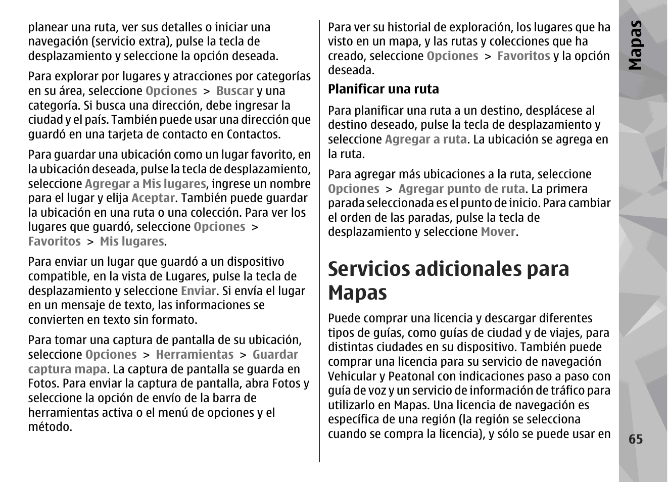Servicios adicionales para mapas, Mapas | Nokia N79 User Manual | Page 251 / 398