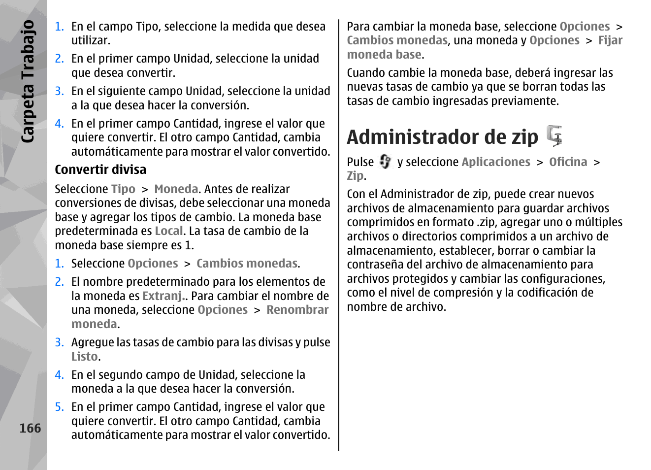 Administrador de zip, Carpeta trabajo | Nokia N79 User Manual | Page 352 / 398