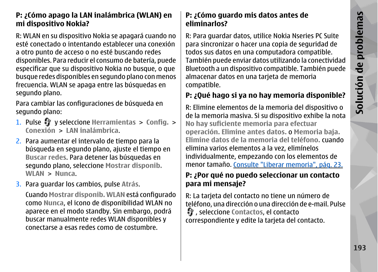Solución de problemas | Nokia N79 User Manual | Page 379 / 398