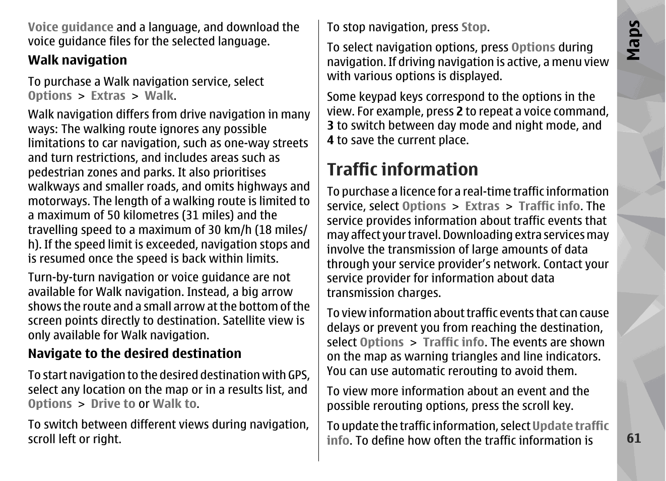 Traffic information, Maps | Nokia N79 User Manual | Page 61 / 398