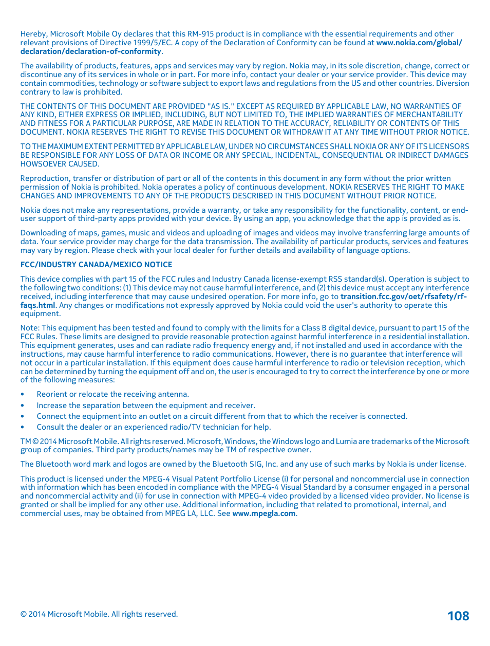 Nokia Lumia 520 User Manual | Page 108 / 108
