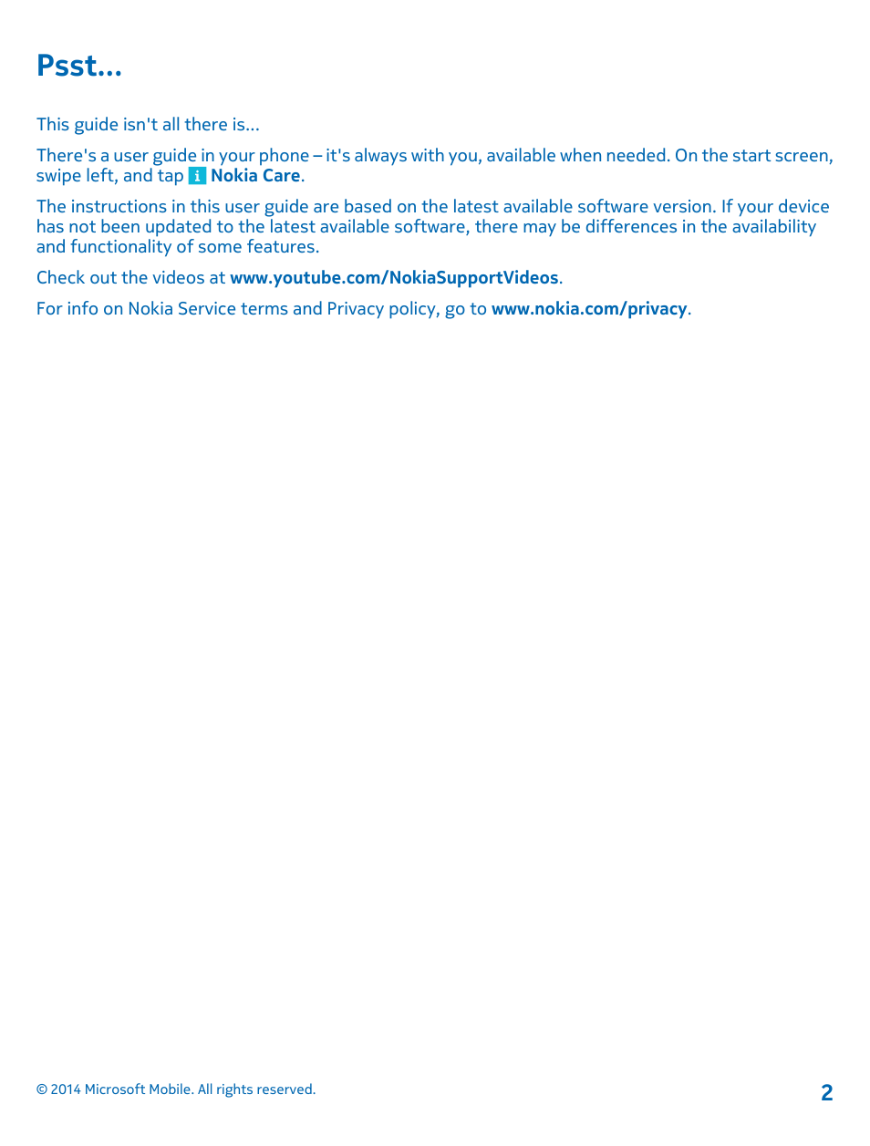 Psst | Nokia Lumia 520 User Manual | Page 2 / 108
