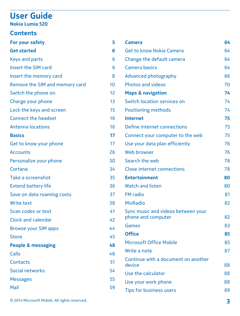 Nokia Lumia 520 User Manual | Page 3 / 108