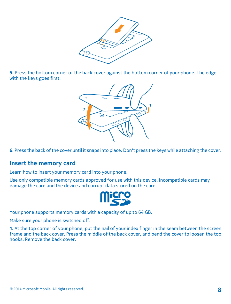 Insert the memory card | Nokia Lumia 520 User Manual | Page 8 / 108